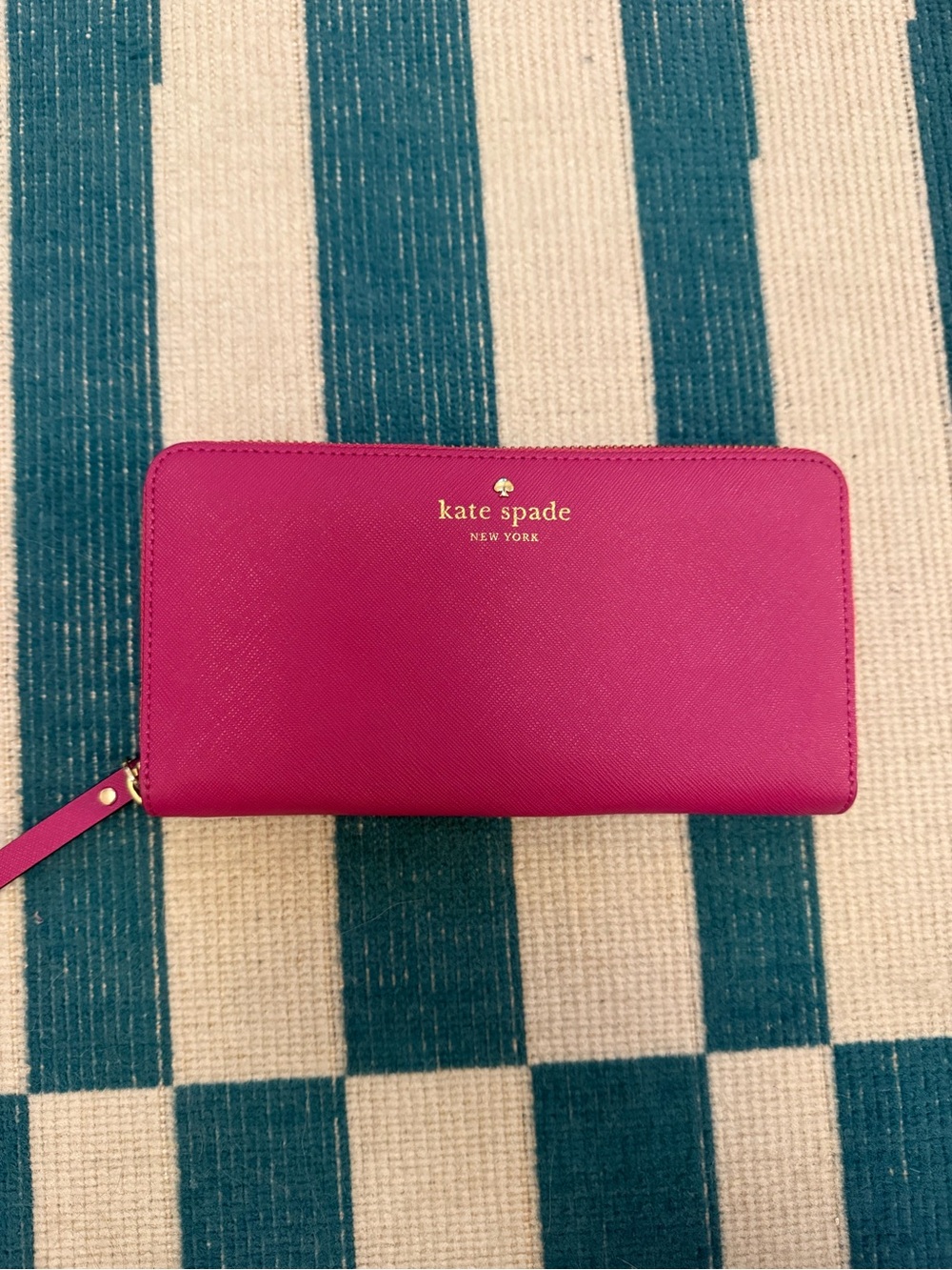 kate spade Fuchsia Zip-Around Saffiano Wallet